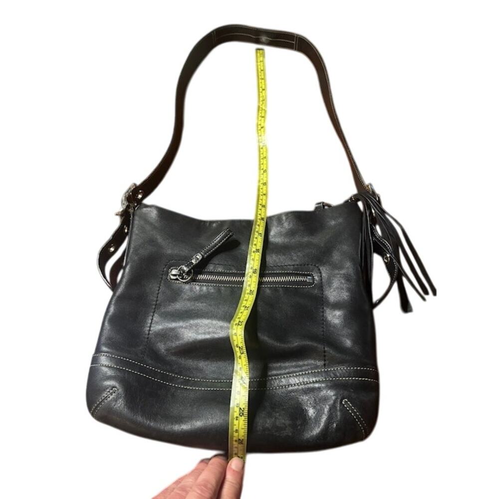 COACH 1415 Vintage Y2K Legacy Slim Hobo Black Leather Shoulder Bag Zip Tassel - Picture 9 of 11